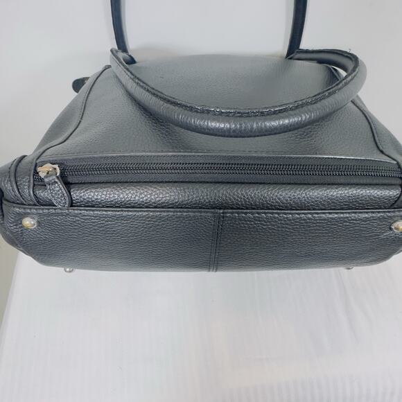 Lodis Siera Purse Genuine Black Leather Tote Bag, Luggage Pass-Through on Back - Picture 8 of 14